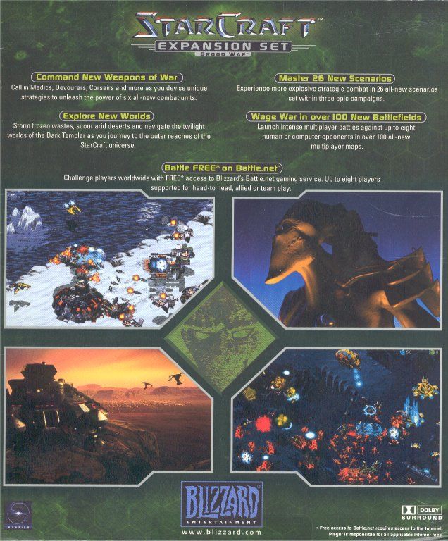 Back Cover for StarCraft: Brood War (Macintosh and Windows)