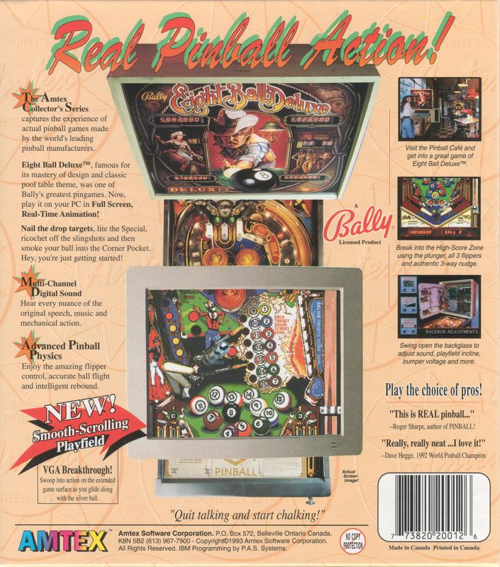 Back Cover for Eight Ball Deluxe (DOS) (Version 2.0)