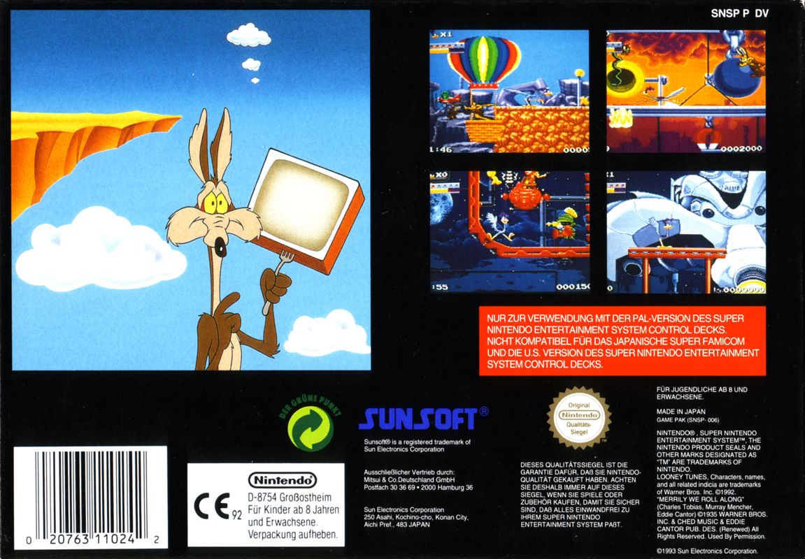 Back Cover for Road Runner's Death Valley Rally (SNES)