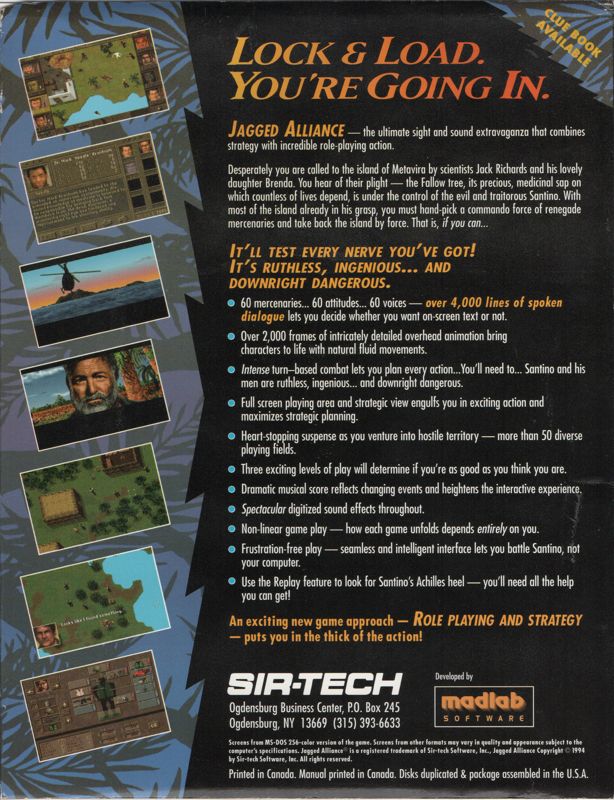 Back Cover for Jagged Alliance (DOS) (Enhanced CD-ROM version)