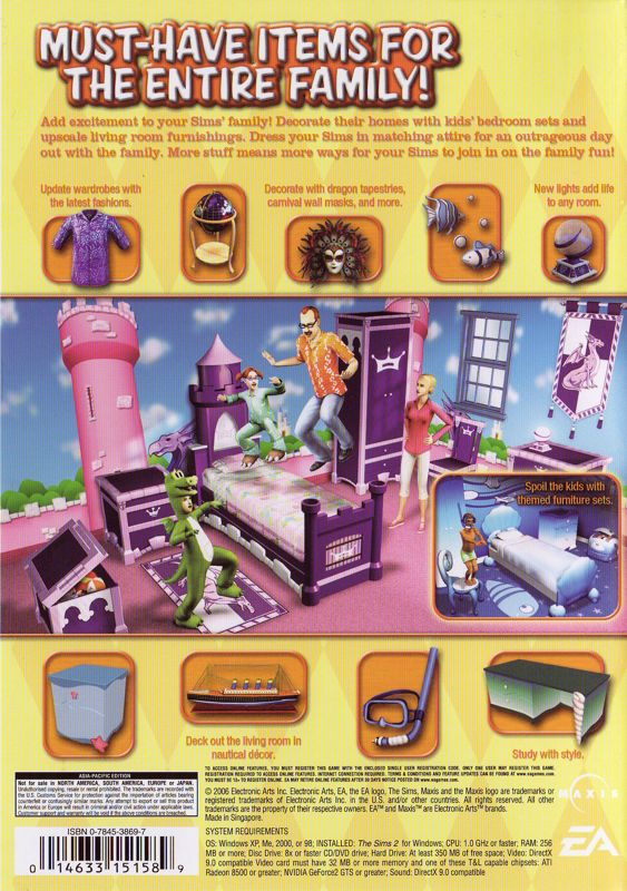 Back Cover for The Sims 2: Family Fun Stuff (Windows) (Asia-Pacific edition)