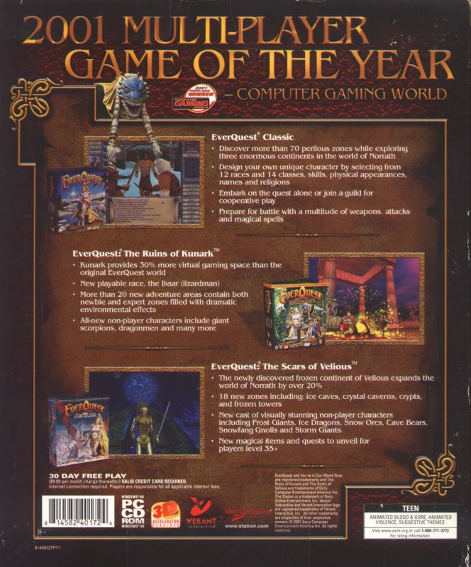 Back Cover for EverQuest: Trilogy (Windows)