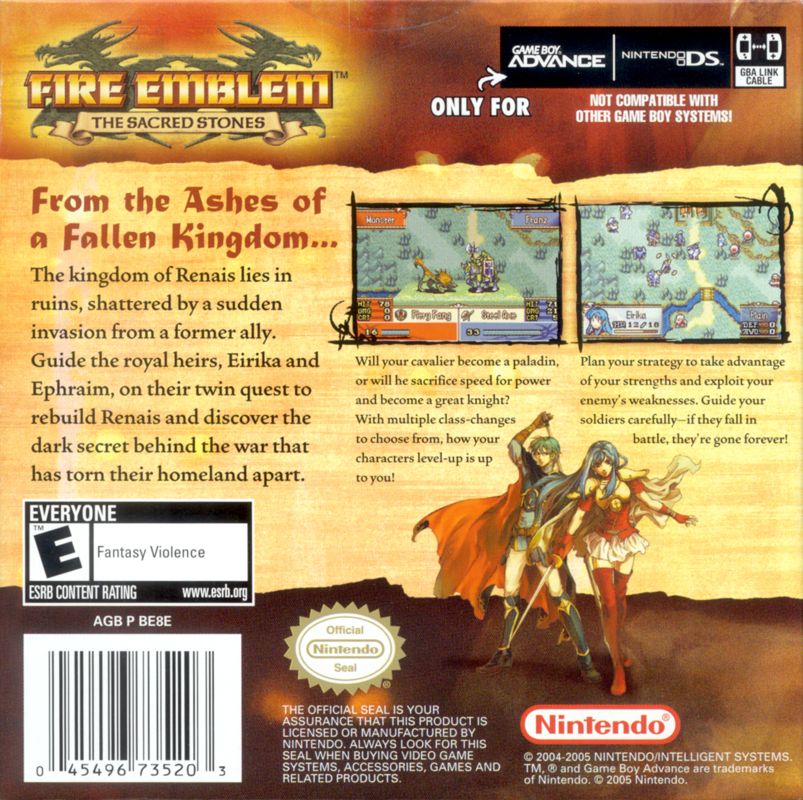 Back Cover for Fire Emblem: The Sacred Stones (Game Boy Advance)