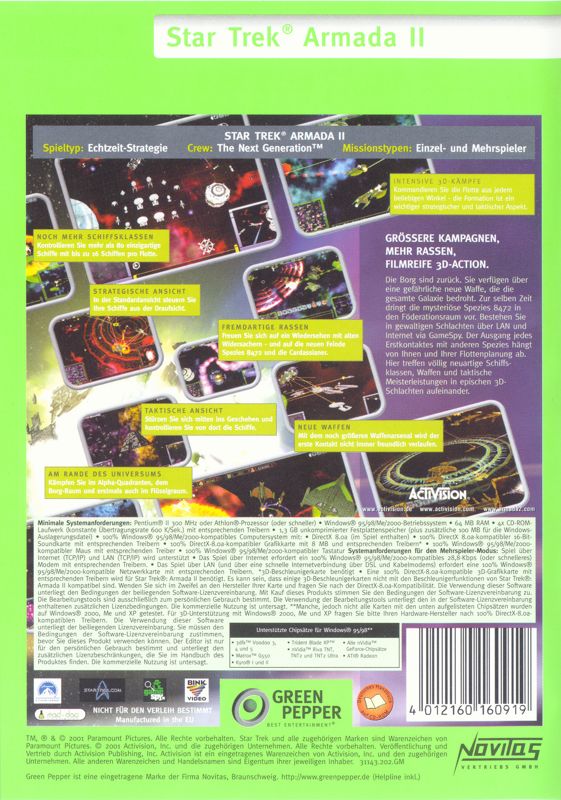 Back Cover for Star Trek: Armada II (Windows) (Green Pepper release (#170))