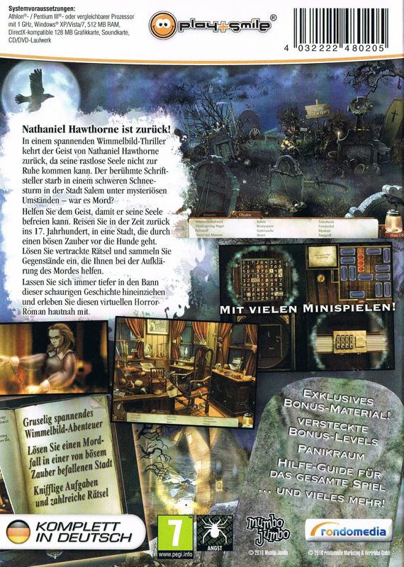 Back Cover for Midnight Mysteries: Salem Witch Trials (Windows) (Play+Smile release)