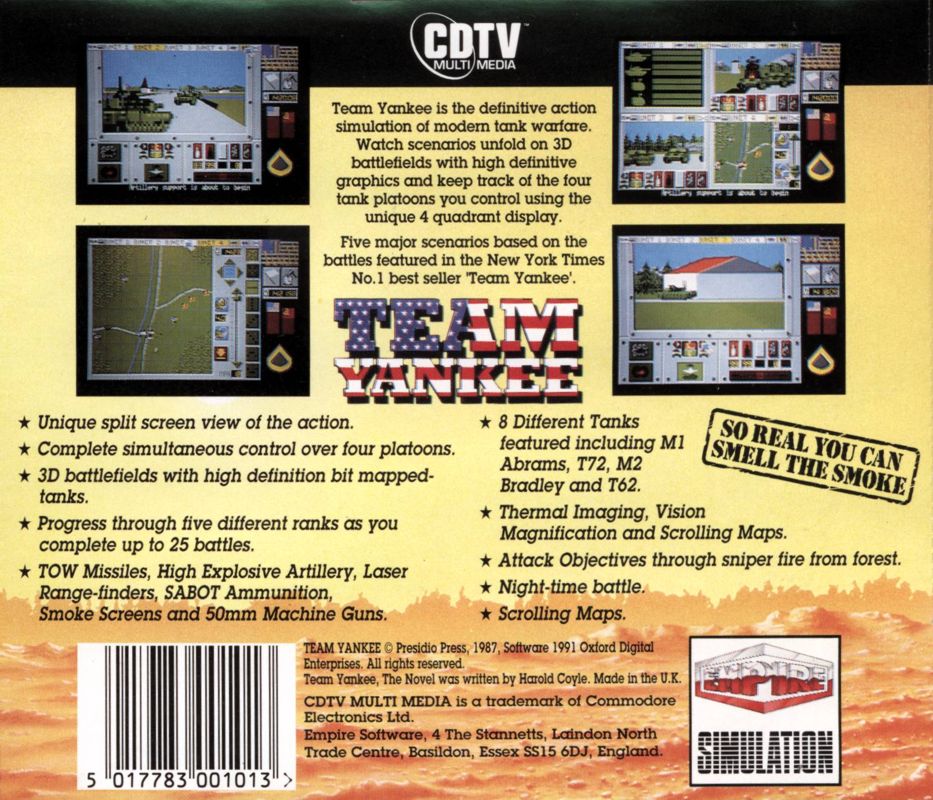 Back Cover for Team Yankee (CDTV)