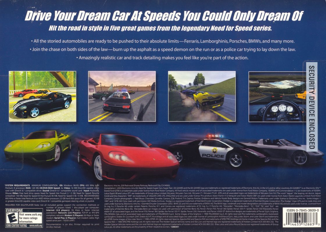 Back Cover for The Need for Speed: Collection (Windows)