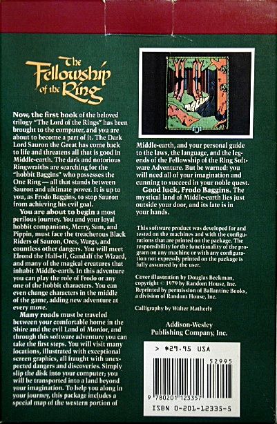 Back Cover for The Fellowship of the Ring (Commodore 64)