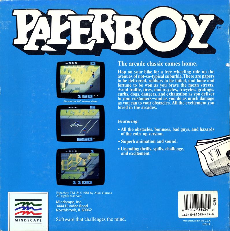 Back Cover for Paperboy (Commodore 64)