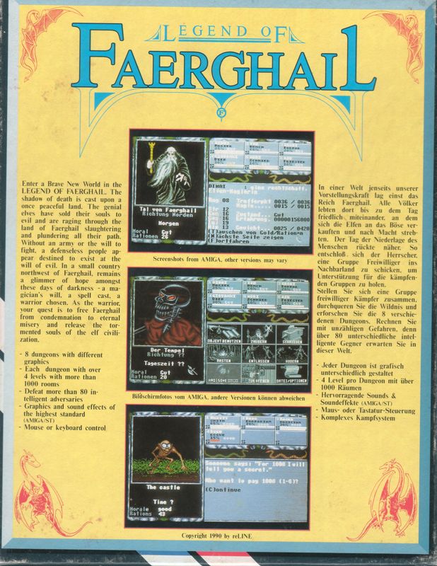 Back Cover for Legend of Faerghail (Atari ST)