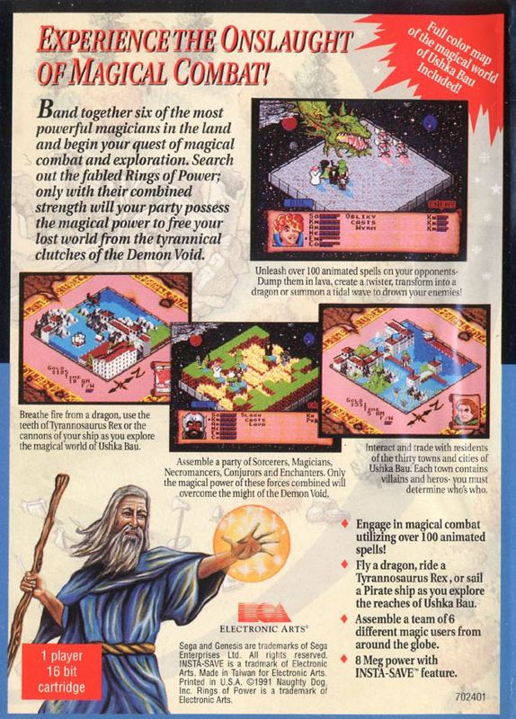 Back Cover for Rings of Power (Genesis)