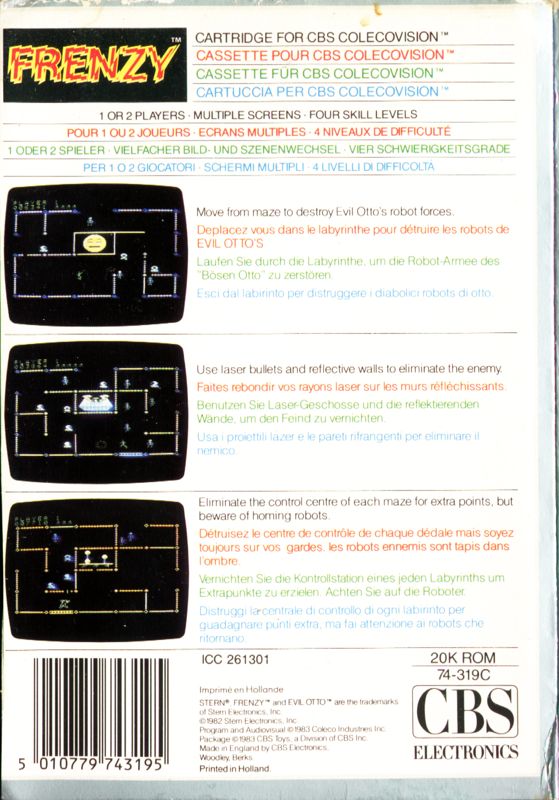 Back Cover for Frenzy (ColecoVision)