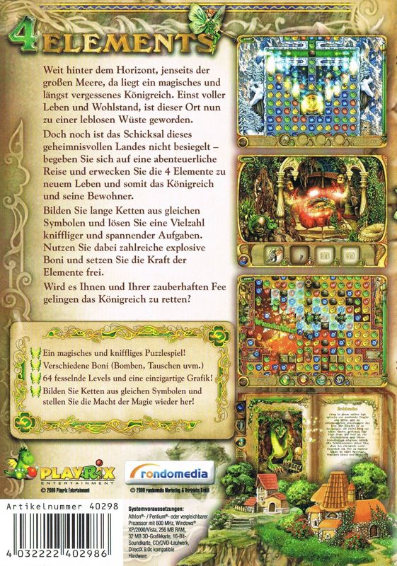 Back Cover for 4 Elements (Windows)
