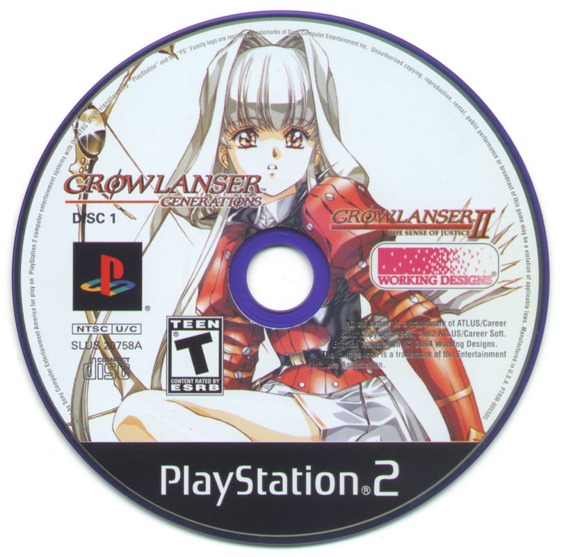 Media for Growlanser Generations (PlayStation 2) (Reversible front cover): Disc 1: Growlanser II: The Sense of Justice