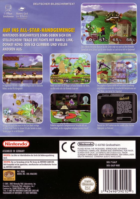 Back Cover for Super Smash Bros.: Melee (GameCube)