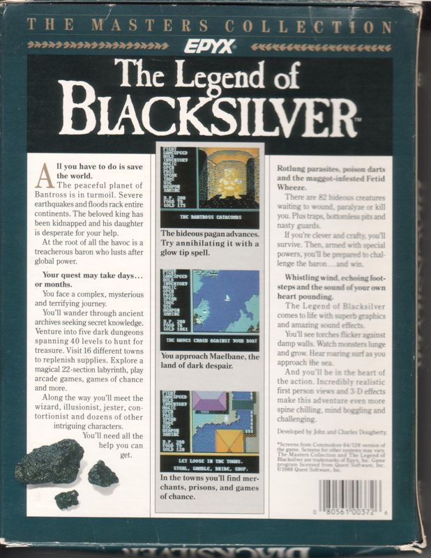 Back Cover for The Legend of Blacksilver (Commodore 64)