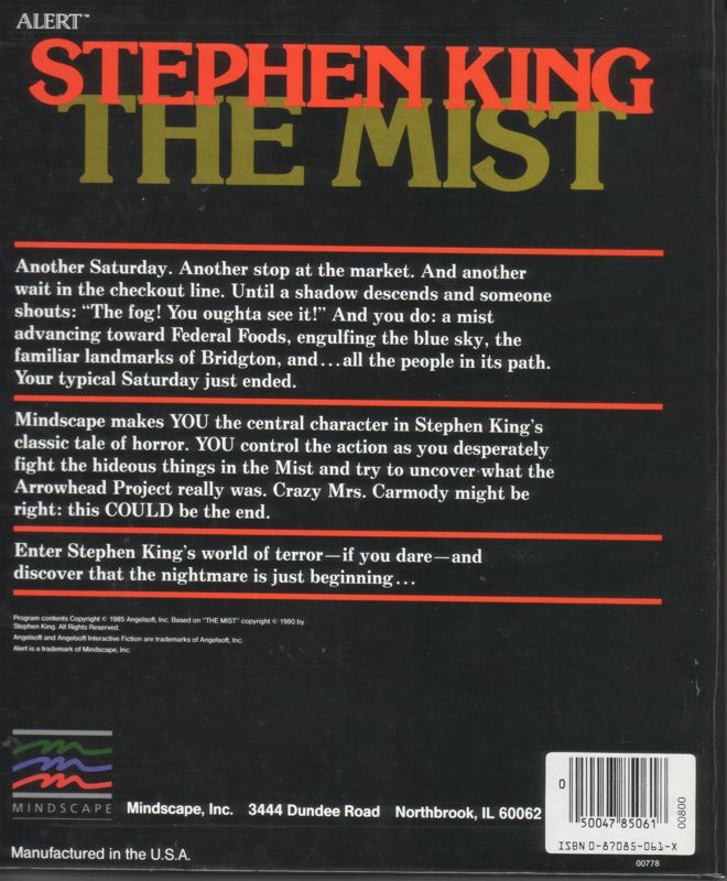 Back Cover for The Mist (Apple II)