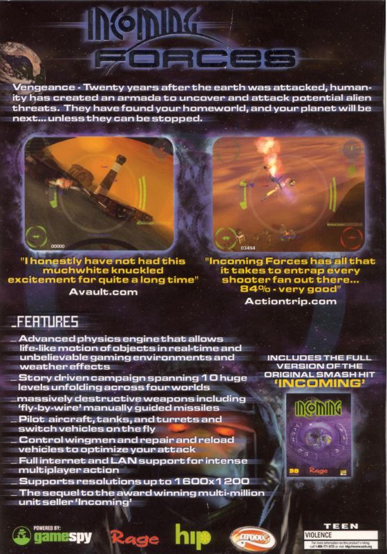 Back Cover for Incoming Forces (Windows)