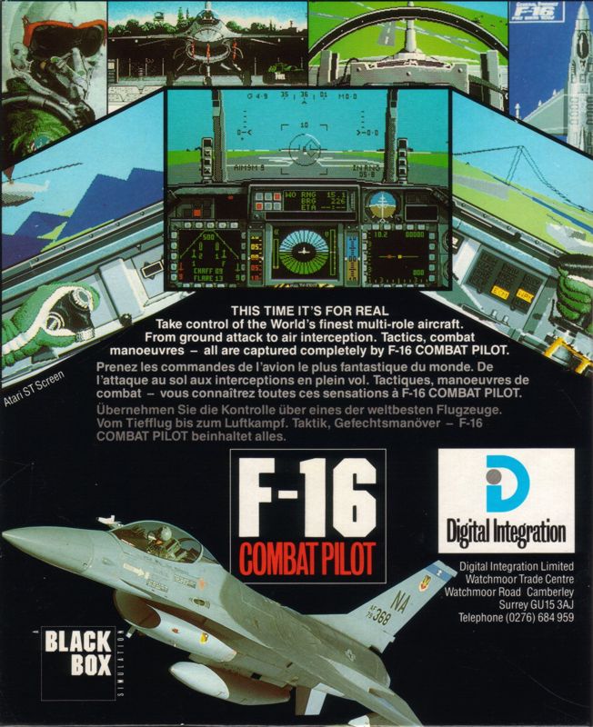 Back Cover for F-16 Combat Pilot (Commodore 64)