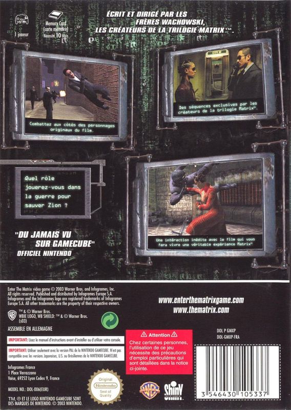Back Cover for Enter the Matrix (GameCube)