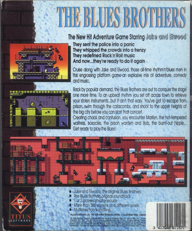 Back Cover for The Blues Brothers (Amiga)