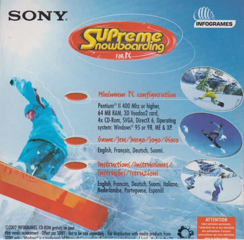 Back Cover for Boarder Zone (Windows) (Promotional free release "Not to be sold separately - For distribution with media products from SONY only")
