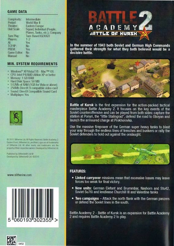 Back Cover for Battle Academy 2: Battle of Kursk (Macintosh and Windows)
