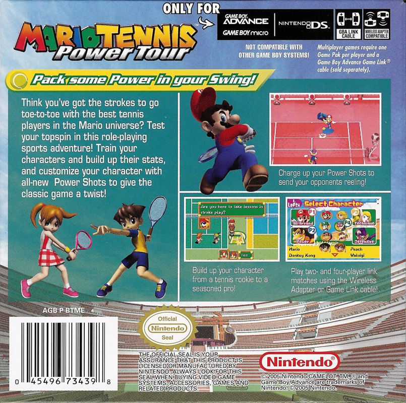 Back Cover for Mario Tennis: Power Tour (Game Boy Advance)