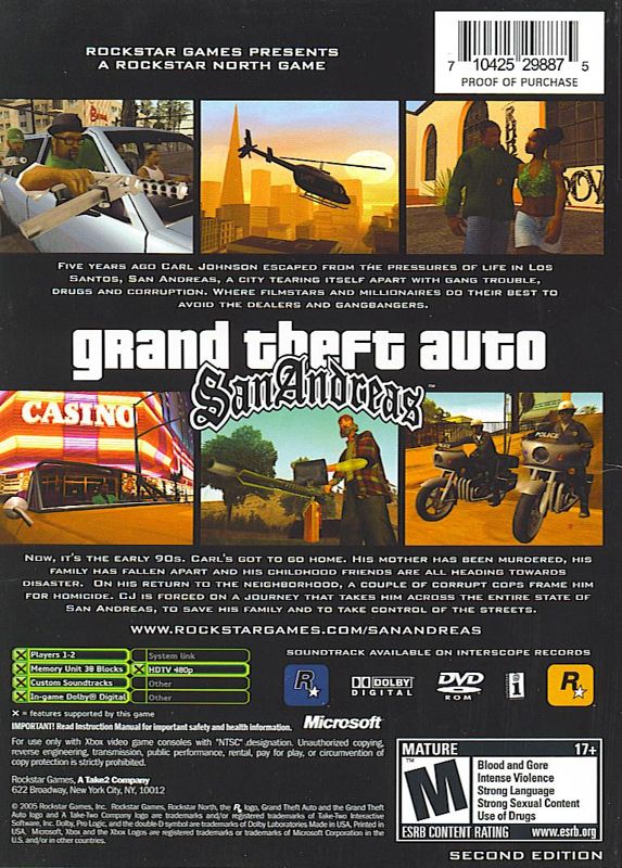 Grand Theft Auto San Andreas GTA - Xbox One / Xbox 360 Pronta Entrega