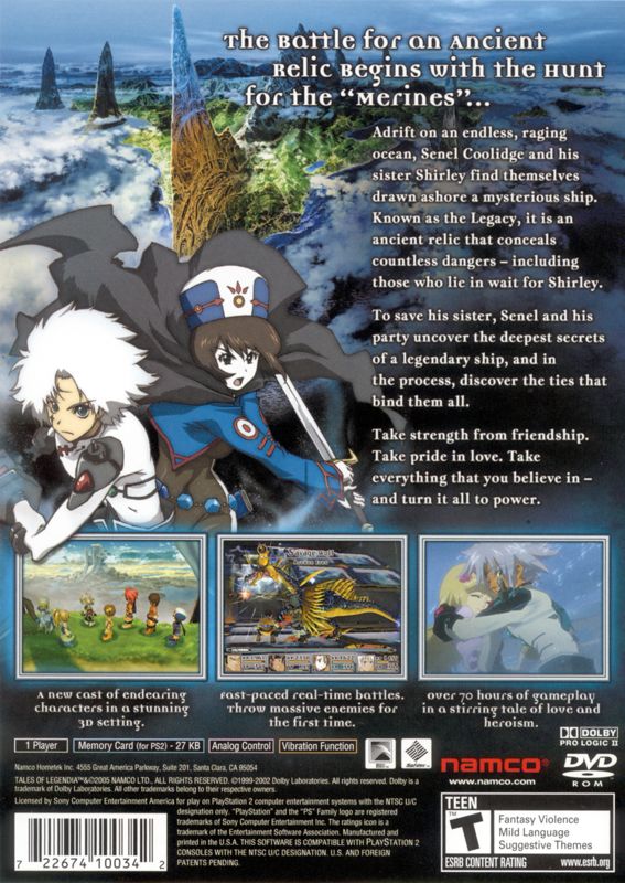 Back Cover for Tales of Legendia (PlayStation 2)