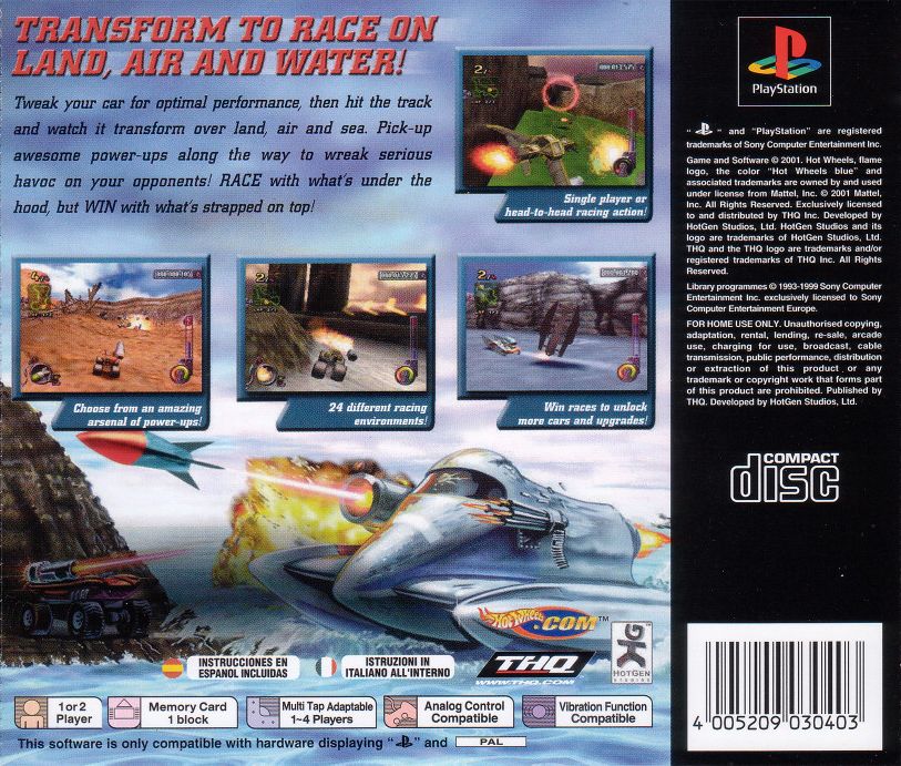 Back Cover for Hot Wheels: Extreme Racing (PlayStation)