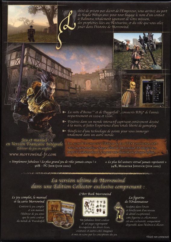 Back Cover for The Elder Scrolls III: Morrowind (Collector's Edition) (Windows)