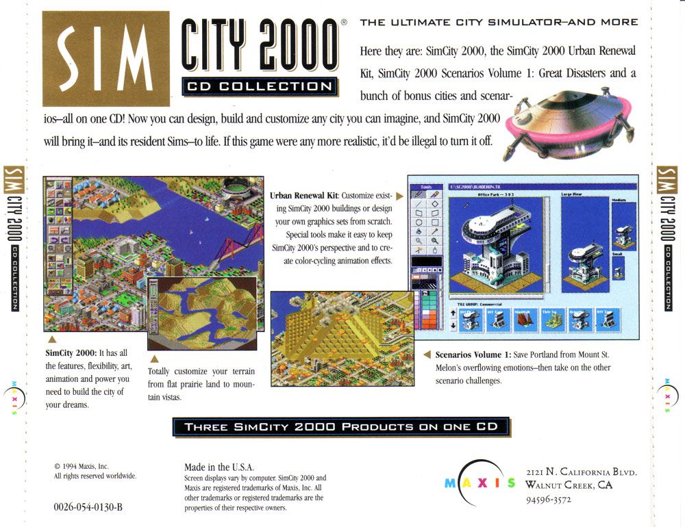 Other for SimCity 2000: CD Collection (DOS and Windows and Windows 3.x): Jewel Case - Back