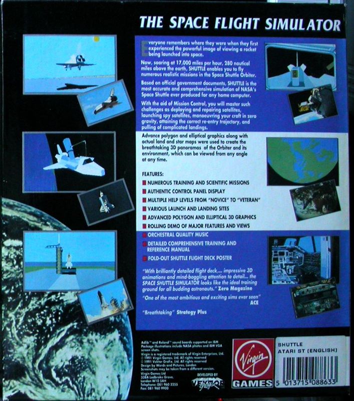 Back Cover for Shuttle: The Space Flight Simulator (Atari ST)