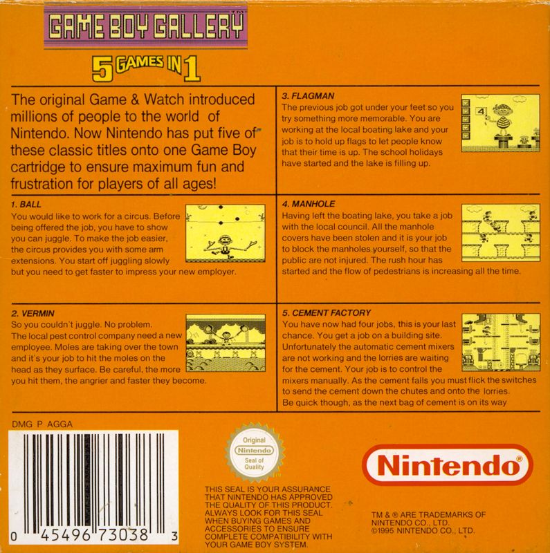 Back Cover for Game Boy Gallery (Game Boy)
