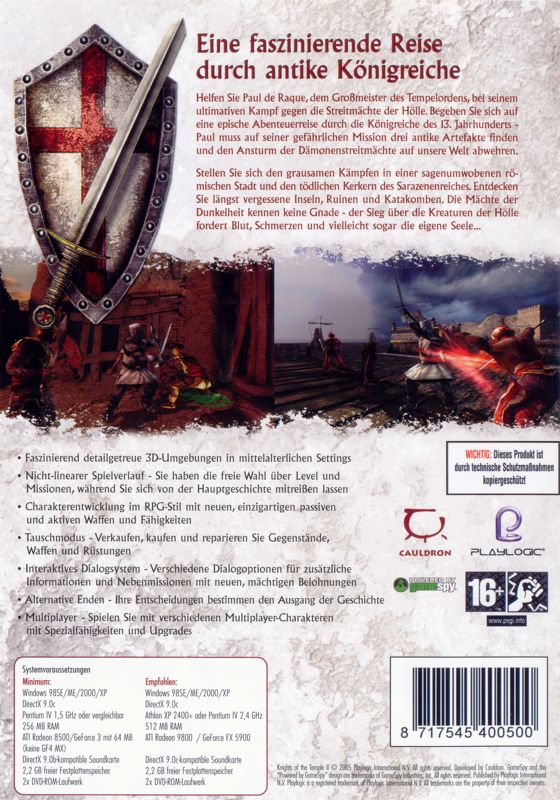 Back Cover for Knights of the Temple II (Windows)