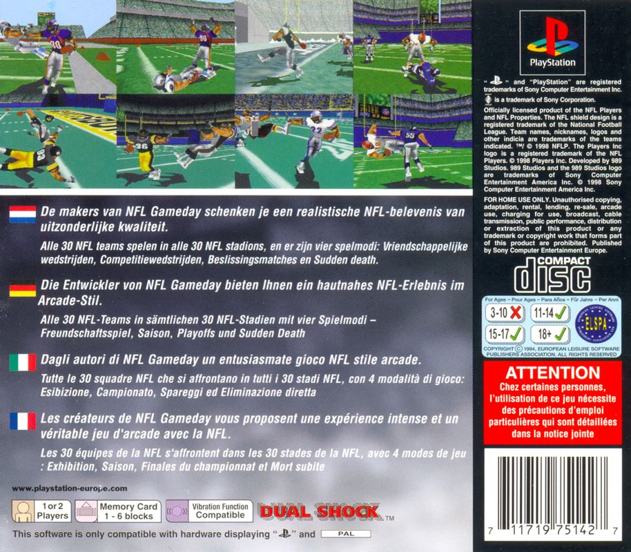 Back Cover for NFL Xtreme (PlayStation)