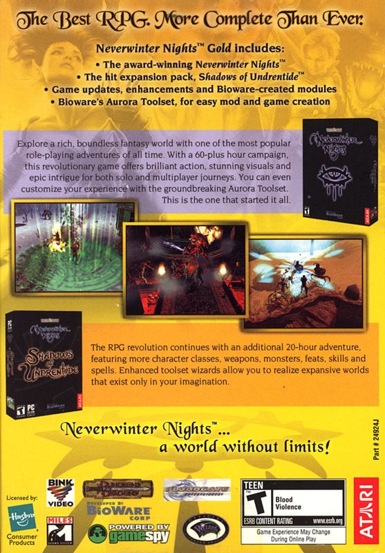 Back Cover for Neverwinter Nights: Gold (Windows)