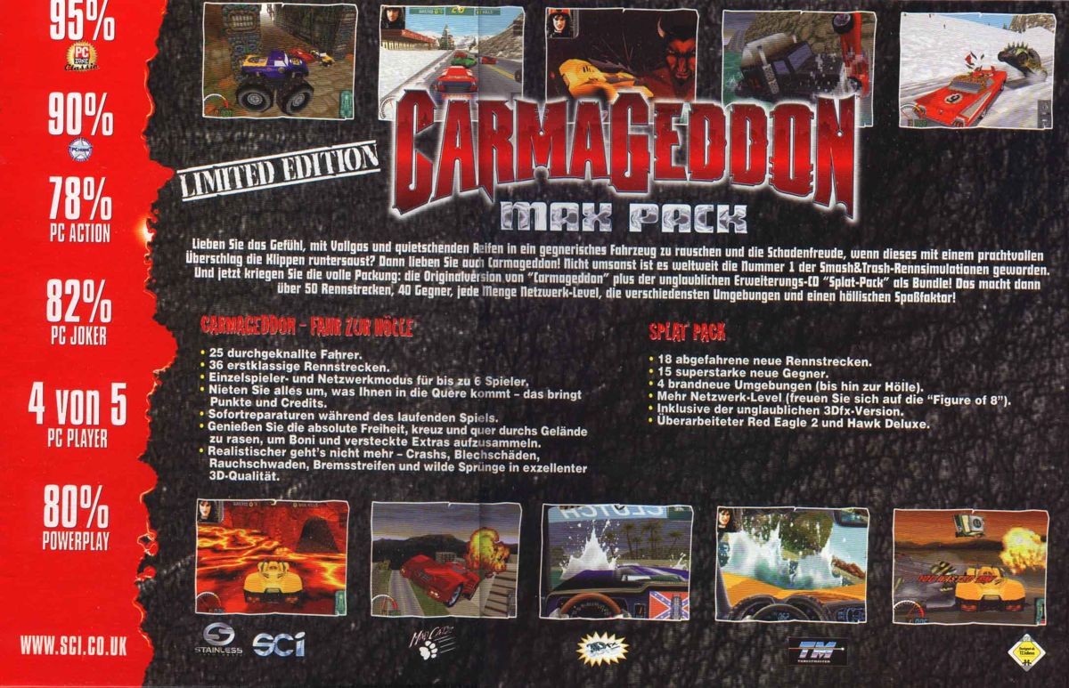 Back Cover for Carmageddon: Max•Pack (DOS)