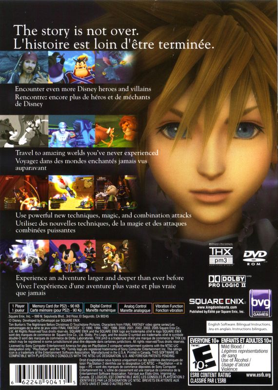 Back Cover for Kingdom Hearts II (PlayStation 2)