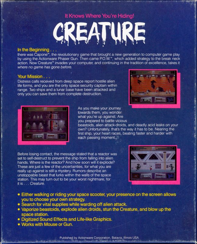 Back Cover for Creature (Amiga)