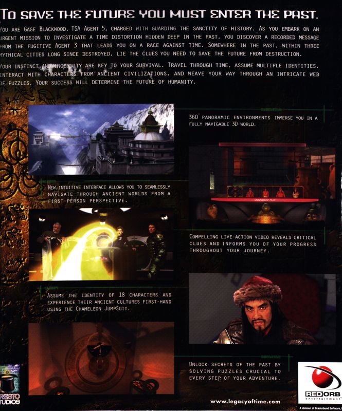 Back Cover for The Journeyman Project 3: Legacy of Time (Macintosh and Windows)