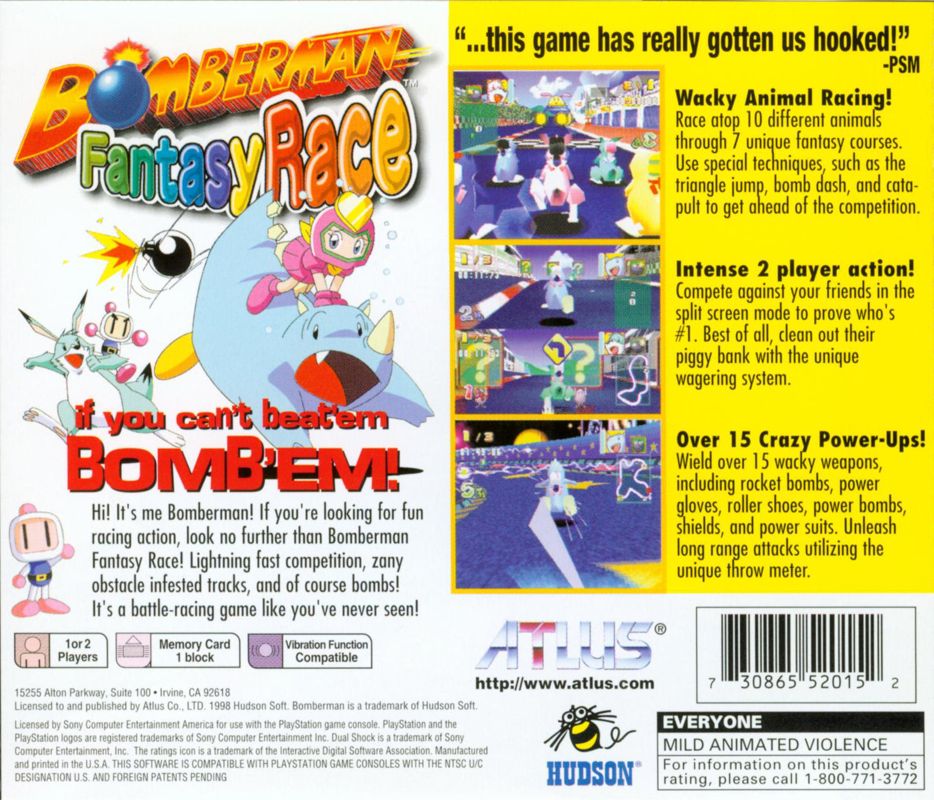 Back Cover for Bomberman Fantasy Race (PlayStation)