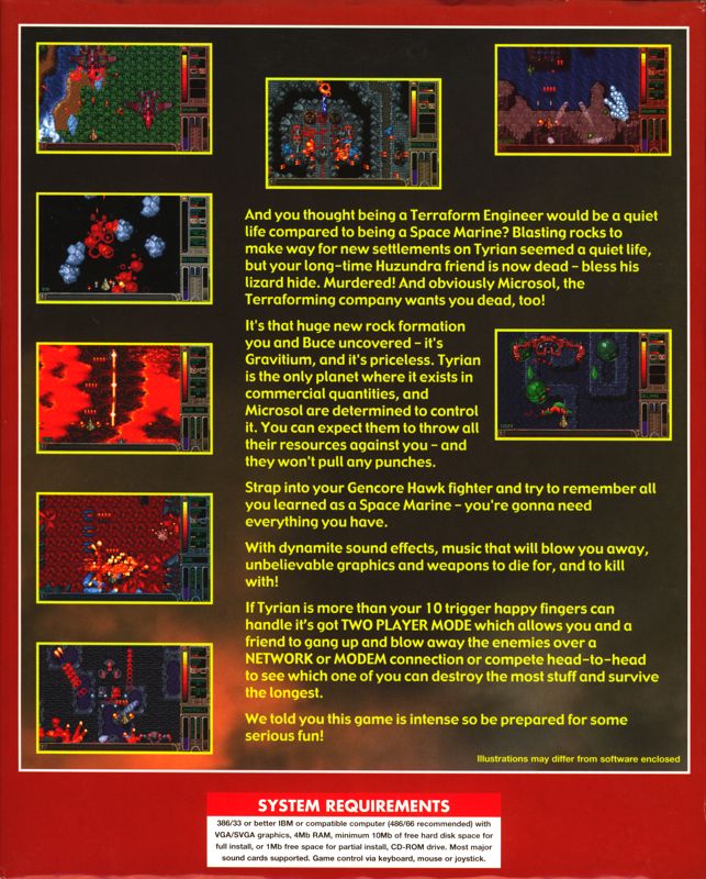 Back Cover for Tyrian (DOS)