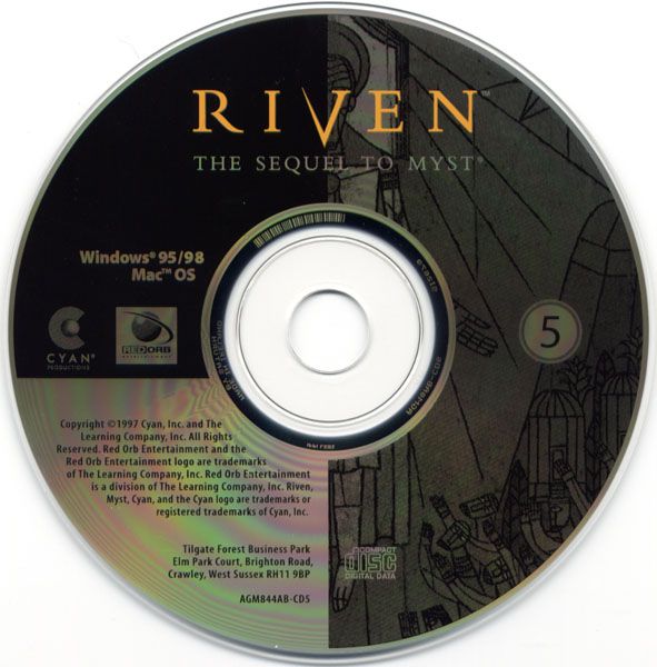 Media for Ages of Myst (Macintosh and Windows and Windows 3.x): Riven Disc 5