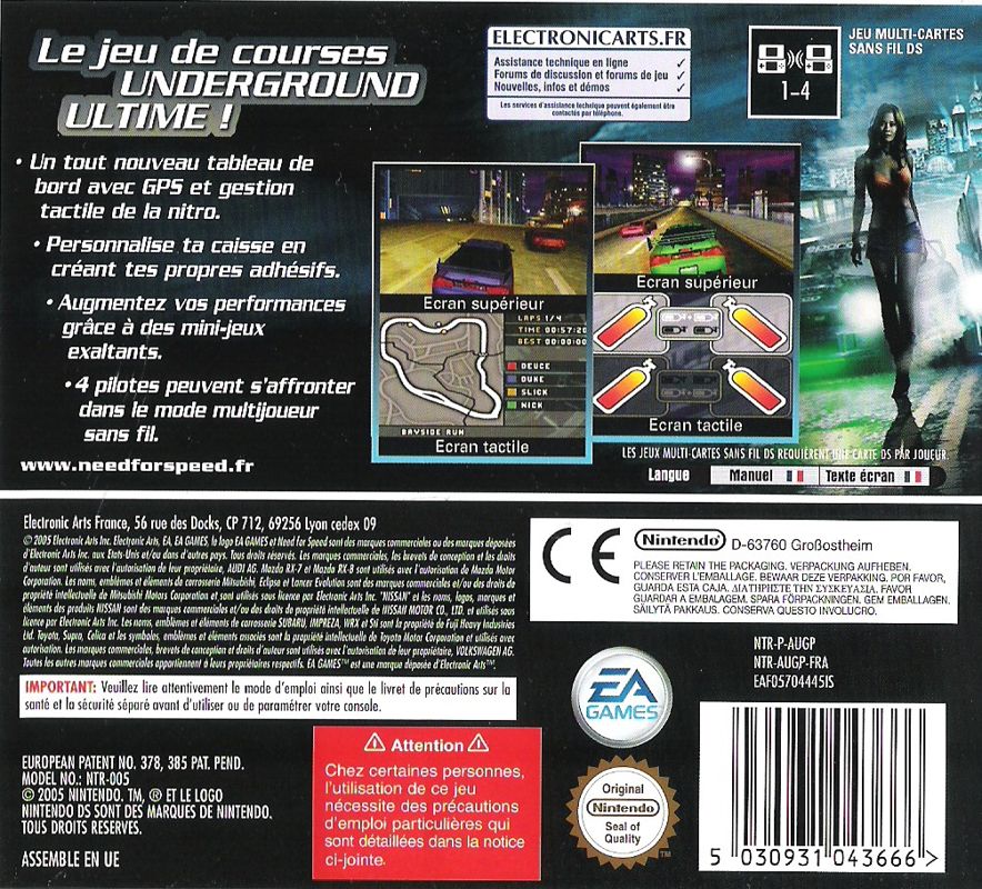 Back Cover for Need for Speed: Underground 2 (Nintendo DS)