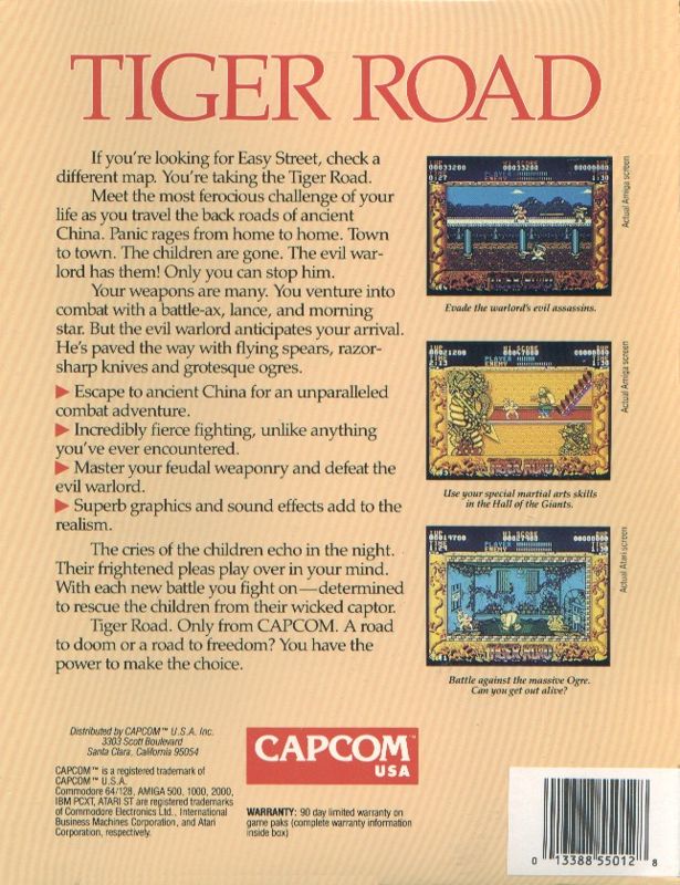 Back Cover for Tiger Road (Amiga)