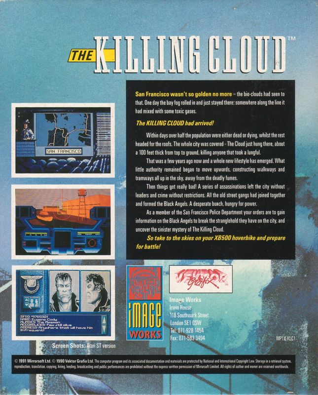 Back Cover for Killing Cloud (Atari ST)