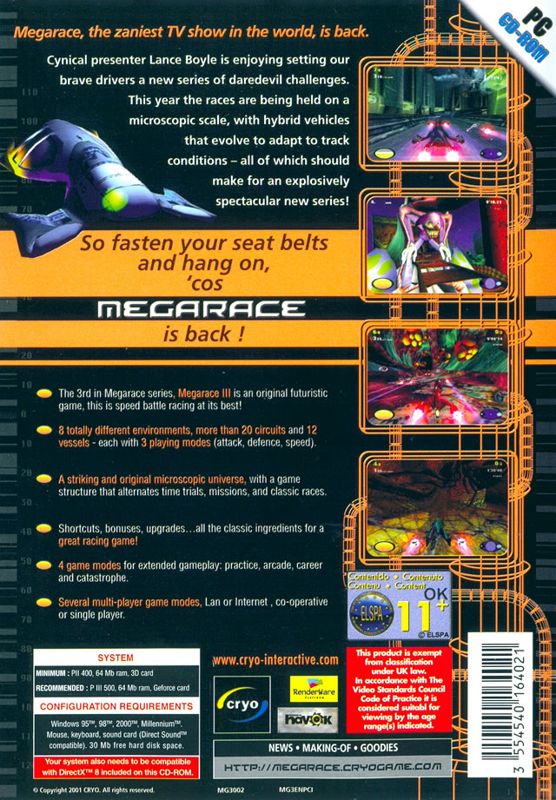 Back Cover for MegaRace: MR3 (Windows)