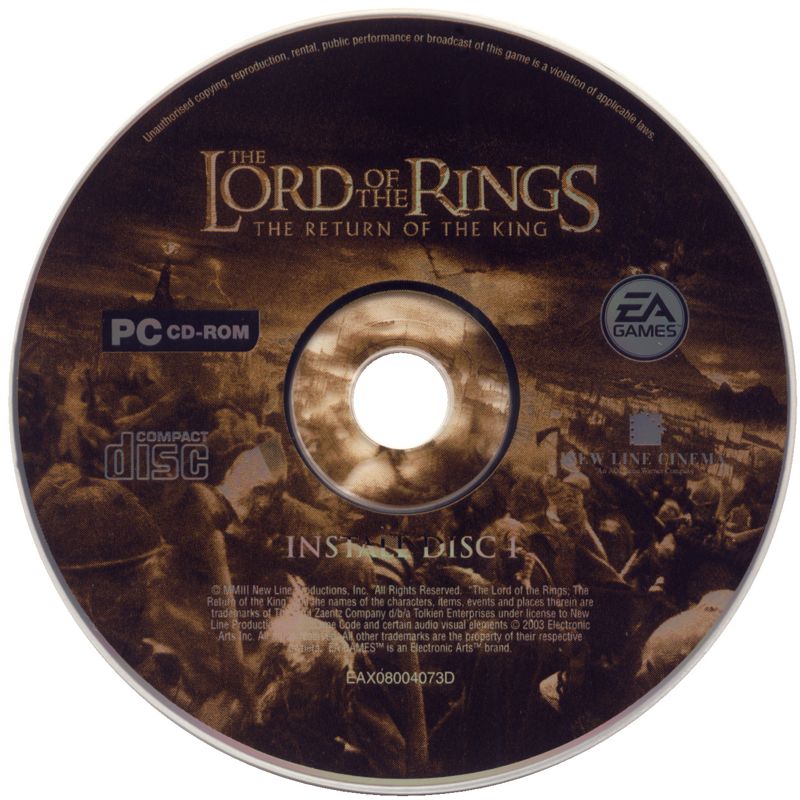 Media for The Lord of the Rings: The Return of the King (Windows) (EA Games Classics release): Disc 1/3